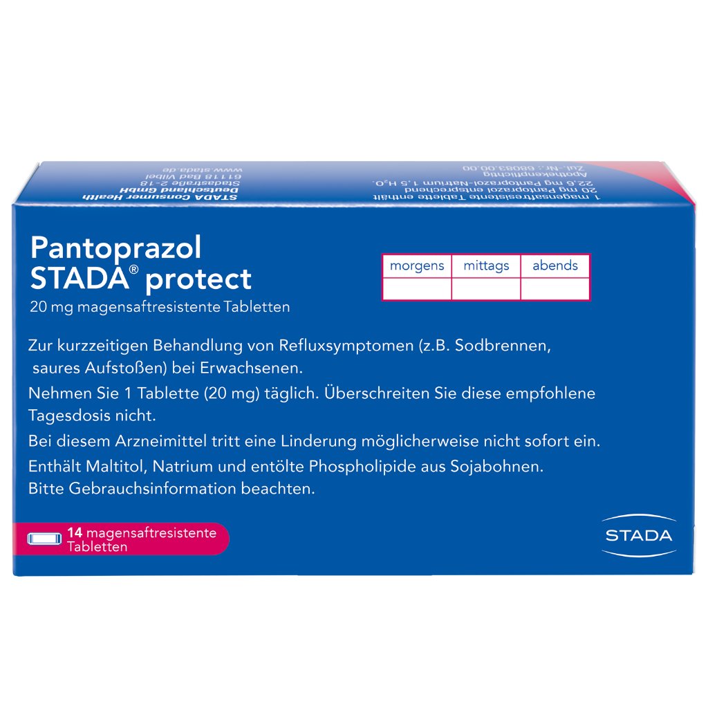 Pantoprazol STADA® protect 20 mg magensaftresistente Tabletten lindert Sodbrennen