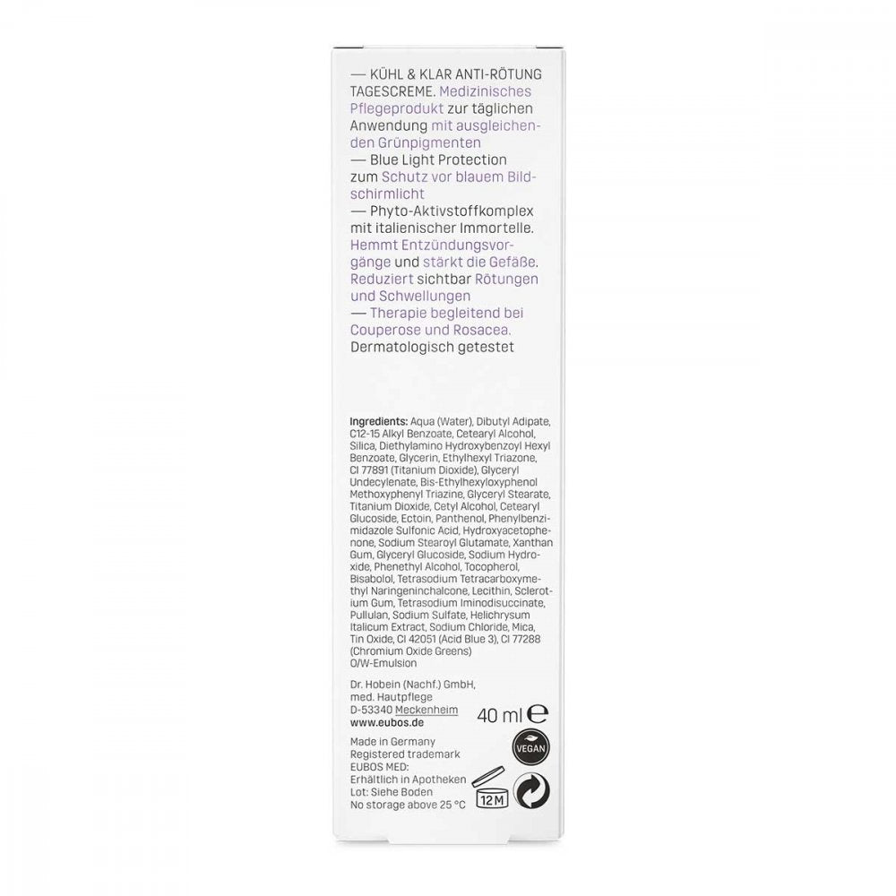 EUBOS COOL & CLEAR ANTI-REDNESS DAY CREAM SPF 20 - 40ml