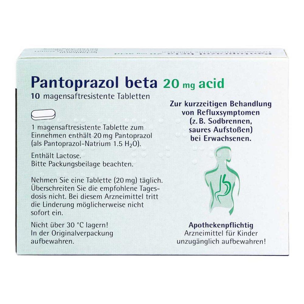 Pantoprazol beta 20 mg acid magensaftresistent Tabletten