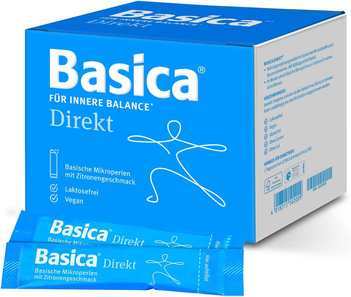 Basica Direkt®zur direkten Einnahme ohne Wasser, praktisch für unterwegs, vegan, laktosefrei, ohne Zucker, mit basischen Mineralstoffen und Spurenelementen