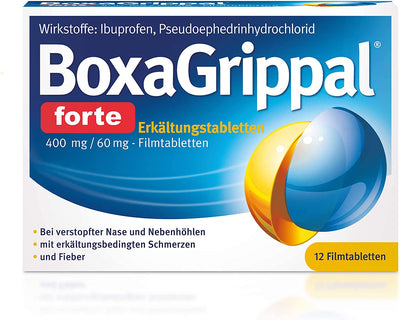 BOXAGRIPPAL forte cold tablets 400 mg/60 mg film-coated tablets, 12 tablets